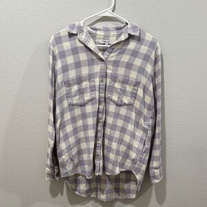 Madewell Purple and Cream Plaid Button Down Shirt